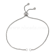 Adjustable 304 Stainless Steel Slider Bracelets Making,Bolo Bracelets, with with 202 Stainless Steel Beads, Stainless Steel Color, Single Chain Length: about 12cm(STAS-T050-031P)