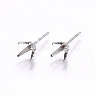 201 Stainless Steel Stud Earring Findings, with 304 Stainless Steel Pin, Stainless Steel Color, 3x3mm, Pin: 0.8mm(STAS-I095--07P-B)