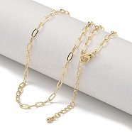 Brass Paperclip Chain Necklaces, Real 16K Gold Plated, 16.34 inch(41.5cm)(KK-H503-38G)