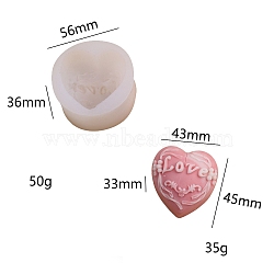 DIY Heart Shape Food Grade Candle Silicone Molds, for 3D Scented Candle Making, Letter, 5.6x3.6cm(PW-WGD631A-02)