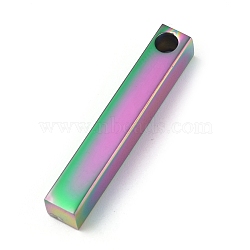 Ion Plating(IP) 304 Stainless Steel Pendants, Rectangle/Bar, Rainbow Color, 30x5x5mm, Hole: 3mm(STAS-G208-04M)