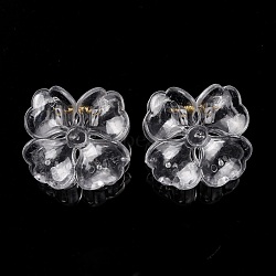 Plastic Claw Hair Clips, No-Slip Grip Jaw Hair Clip, with Golden Iron Findings, Flower, Clear, 43.5x45x40mm(PHAR-F014-05A)