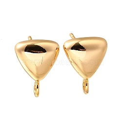 Brass Stud Earrings, Triangle, Real 18K Gold Plated, 12x9mm, Hole: 2mm, Pin: 0.8mm(KK-Z092-08G)