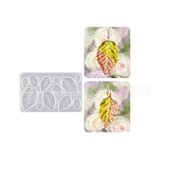 Silicone Molds, Resin Casting Molds, For UV Resin, Epoxy Resin Jewelry Making, White, Leaf, 97x60x4.5mm, inner size: 10~34x5~22mm(DIY-S048-01B)