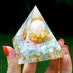 Orgonite Pyramid Resin Energy Generators, Gemstone Chips Inside for Home Office Desk Decoration, Light Cyan, 50mm(PW-WG42768-13)