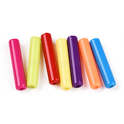 Opaque Acrylic Beads, Column, Mixed Color, 20x4mm, Hole: 1.6mm, about 2000pcs/500g(SACR-N018-07)