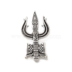 Tibetan Style Alloy Pendants, Cadmium Free & Lead Free, Trident, Antique Silver, 27.5x16x5.5mm, Hole: 1.5x4.5mm, 434pcs/1000g(PALLOY-D291-28AS)