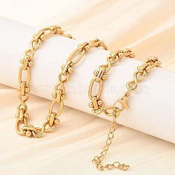 304 Stainless Steel Oval Infinity Link Chain Necklaces for Women Men, Ion Plating(IP), Golden, 15.75 inch(40cm)+Extender: 48.5mm, Link: 7.5x7x4.5mm(NJEW-K249-20C-G)