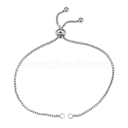 Tarnish Resistant Adjustable 304 Stainless Steel Slider Bracelets Making,Bolo Bracelets, with with 202 Stainless Steel Beads, Stainless Steel Color, Single Chain Length: about 12cm(STAS-T050-031P)