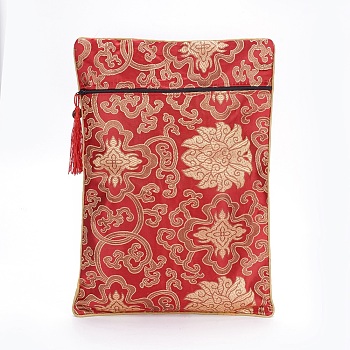 Silk Pouches, with Zipper, Red, 33.7~33.8x23.9~24.2cm