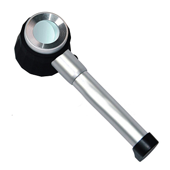 Metal Handheld Magnifier, with Glass Lens and 3PCS LED Light, Platinum, 18x5.8x4.8cm, Magnification: 10X