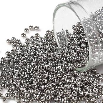 TOHO Round Seed Beads, Japanese Seed Beads, (713) Olympic Silver Metallic, 11/0, 2.2mm, Hole: 0.8mm, about 50000pcs/pound