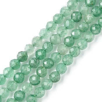 Natural Green Aventurine Beads Strands, Faceted, Round, 3~3.5mm, Hole: 0.7mm, about 113~116pcs/strand, 15.35~15.55 inch(39~39.5cm)