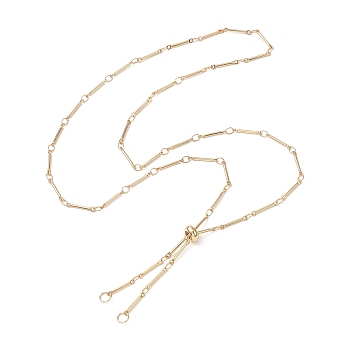 Brass Bar Link Chain Necklace Making, Slider Necklaces, Fit for Connector Charms, Golden, 23-5/8 inch(60cm), Hole: 3.5mm