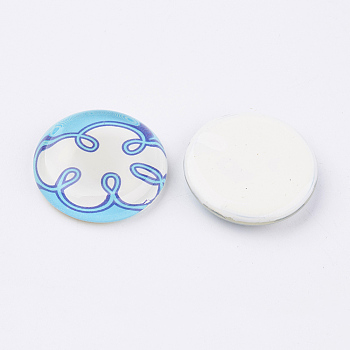 Tempered Glass Cabochons, Half Round/Dome, Cloud Pattern, Colorful, Size: about 22mm in diameter, 6mm thick