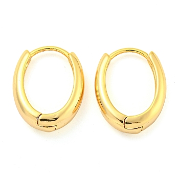 Oval Brass Huggie Hoop Earrings for Women, Real 18K Gold Plated, 16x12.5mm