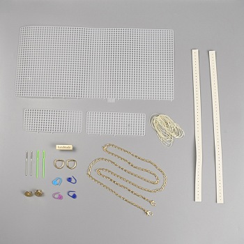 DIY Purse Making Kit, Including Bag Frames, Alloy D-rings, Iron Screws & Findings, Plastic Needles, Bag Straps, Waxed Cords, Mixed Color, 1.8~114x0.1~19.6x0.15~1.3cm, Hole: 4mm, 18pcs/set