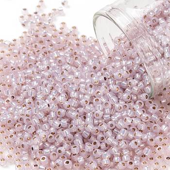 TOHO Round Seed Beads, Japanese Seed Beads, (PF2121) PermaFinish Light Lavender Opal Silver Lined, 11/0, 2.2mm, Hole: 0.8mm, about 50000pcs/pound