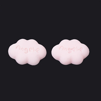 Resin Cabochons, Cloud with Angel.e, Pink, 23x17x5mm