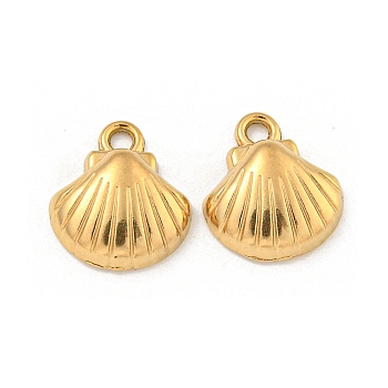 Ion Plating(IP) 304 Stainless Steel Pendants, Shell Shape Charms, Real 18K Gold Plated, 12.5x11x4mm, Hole: 2mm