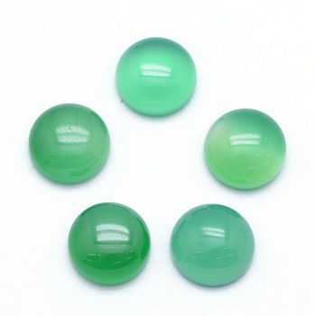 Natural Green Onyx Agate Cabochons, Half Round, 10x4~5mm