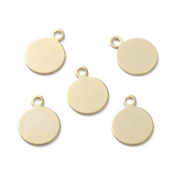 Brass Charms, Stamping Blank Tag, Long-Lasting Plated, Flat Round, Real 24K Gold Plated, 10.5x8x0.5mm, Hole: 1.5mm