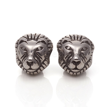 316 Surgical Stainless Steel Beads, Lion, Antique Silver, 12x10.5x8mm, Hole: 3mm(X-STAS-I134-22AS)