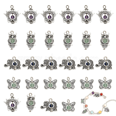 Antique Silver Mixed Shapes Mixed Stone Pendants