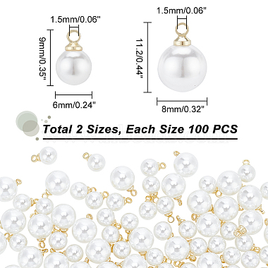 Nbeads 200Pcs 2 Style ABS Plastic Imitation Pearl Pendants(KY-NB0001-44)-2