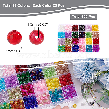 PandaHall Elite 600Pcs 24 Colors Transparent Crackle Glass Beads(CCG-PH0001-12)-2