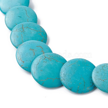 Dyed Synthetic Turquoise Flat Round Graduated Beaded Necklaces(NJEW-P279-02B)-2