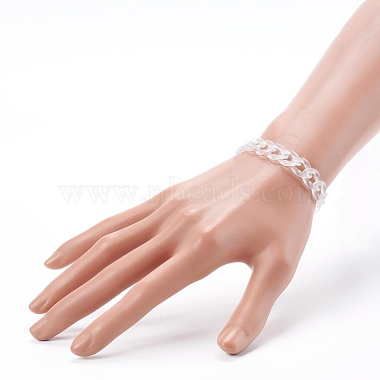 Frosted Transparent Acrylic Curb Chain Bracelets(BJEW-JB06065)-4
