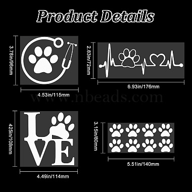 8 Sheets 4 Style Waterproof Heart & Bear Paw Pattern PET Car Decals Stickers(STIC-GF0001-03B)-2