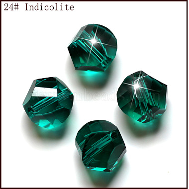 10mm Teal Polygon Glass Beads