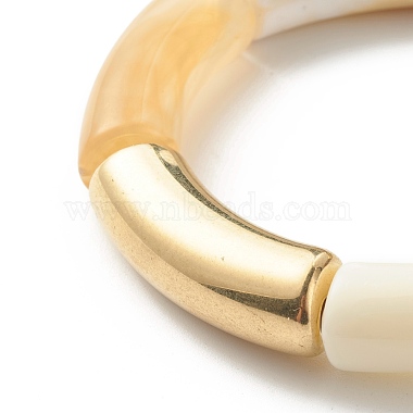Chunky Curved Tube Beads Stretch Bracelet for Teen Girl Women(X-BJEW-JB06991-01)-4