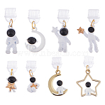 8Pcs Plastic Mobile Dustproof Plugs, with Alloy Astronaut Pendants, Golden, Mixed Color, 27~35mm, 8pcs/set(HJEW-DC00060)