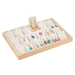 18-Grid Bamboo Pendant Necklaces Displays Plate, with Velvet, Wheat, 35.4x24.5x3cm, Inner Diameter:7.2x5.4cm(NDIS-WH0006-07)
