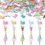 60Pcs 15 Styles Alloy and Enamel Big Pendants, Conch and Crab Shape, Cadmium Free & Nickel Free & Lead Free, Golden, Mixed Color, 16~61.5x12~20x3.5~6mm, Hole: 1.7~4mm, 4pcs/style(FIND-TA0010-95)