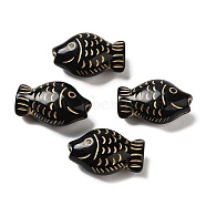 Opaque Acrylic Beads, Fish, Black, 21.5x14x9mm, Hole: 2mm, about: 330pcs/500g(OACR-Z005-31)