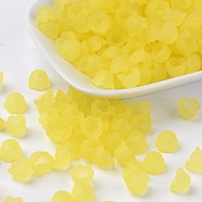 Transparent Acrylic Beads Caps, Tulip Flower, Lily of the Valley, Frosted, Yellow, 10x6mm, Hole: 1.5mm(X-PL543-2)