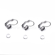 DIY Earring Making, with 304 Stainless Steel Leverback Earring Findings and Transparent Oval Glass Cabochons, Stainless Steel Color, Cabochons: 5.5~6x3mm, 1pc/set, Earring Findings: 19x8mm, Tray: 6mm, Pin: 0.8mm, 1pc/set(DIY-X0293-65A)