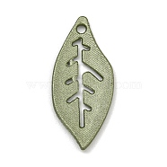 Alloy Pendants, Spray Painted, Christmas Scheme Charms, Leaf, 24.5x11x1.5mm, Hole: 1.4mm(FIND-M037-01L)