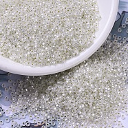 MIYUKI Round Rocailles Beads, Japanese Seed Beads, (RR1901) Semi-Frosted Silverlined Crystal, 11/0, 2x1.3mm, Hole: 0.8mm, about 5500pcs/50g(SEED-X0054-RR1901)