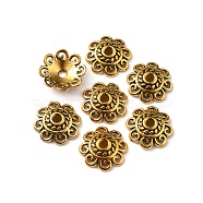 Tibetan Style Alloy Bead Caps, Multi-Petal, Flower, Antique Golden, 12x3mm, Hole: 2mm(FIND-WH0116-06C-AG)