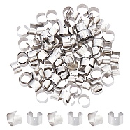 DICOSMETIC 100Pcs 316 Stainless Steel Ear Cuff Findings, Ring with Word Happy, Stainless Steel Color, 11x7mm, Hole: 0.9mm(STAS-DC0007-87)