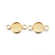 201 Stainless Steel Cabochon Connector Settings, Plain Edge Bezel Cups, Flat Round, Golden, Tray: 8mm, 17x10x2mm, Hole: 2mm(STAS-F191-15G-B)