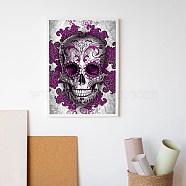 DIY Halloween Skull Theme Diamond Painting Kit, Including, Resin Rhinestones, Diamond Sticky Pen, Tray Plate, Glue Clay, Tweezer, Flower Pattern, 24pcs/set(DIY-H159-01B)