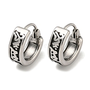 316 Surgical Stainless Steel Hoop Earrings, Ring, Antique Silver, 14.5x5.5mm(EJEW-D096-23A-AS)