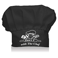 Custom Cotton Chef Hats, Black Hat, White Pattern, Hat, 70x56.7mm(AJEW-WH0242-012)