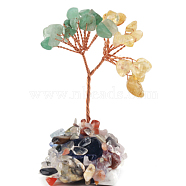 Natural Citrine & Green AventurineChips Tree Decorations, Copper Wire Feng Shui Energy Stone Gift for Home Desktop Decoration, 70mm(PW-WG24494-03)